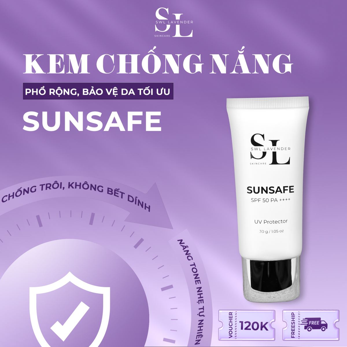 Kem Chống Năng SWL Lavender Sunsafe 30g